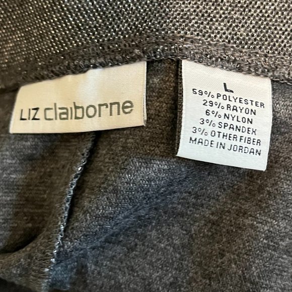 LIZ CLAIBORNE 2 PIECE METALLIC SILVER WITH RHINESTONE EMBLISHEMENTS SIZE L NWT - Picture 5 of 9